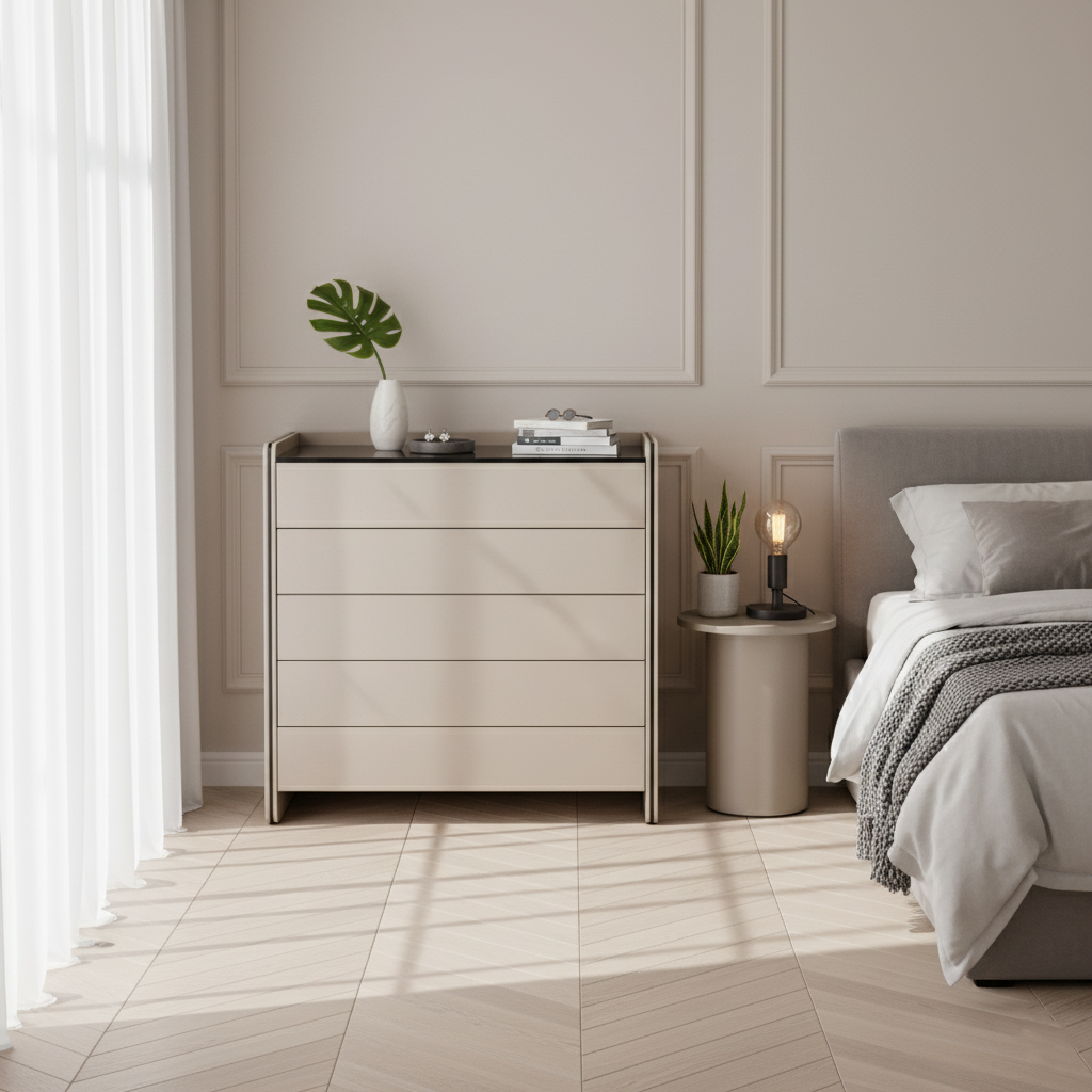 Modern Minimalist Storage Cabinet With Drawers - E1 Eco-friendly MDF Sideboard For Living Room & Bedroom
