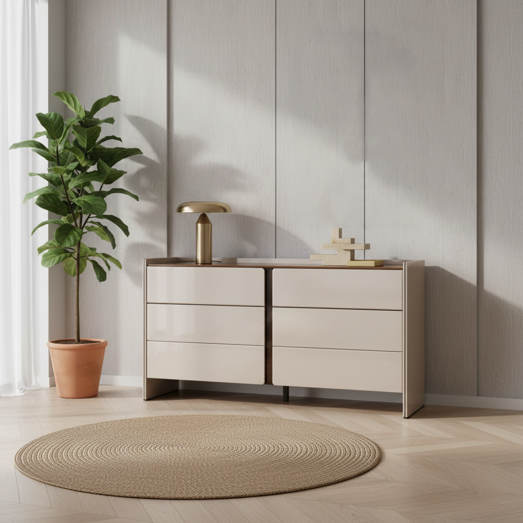 Modern Minimalist Storage Cabinet With Drawers - E1 Eco-friendly MDF Sideboard For Living Room & Bedroom
