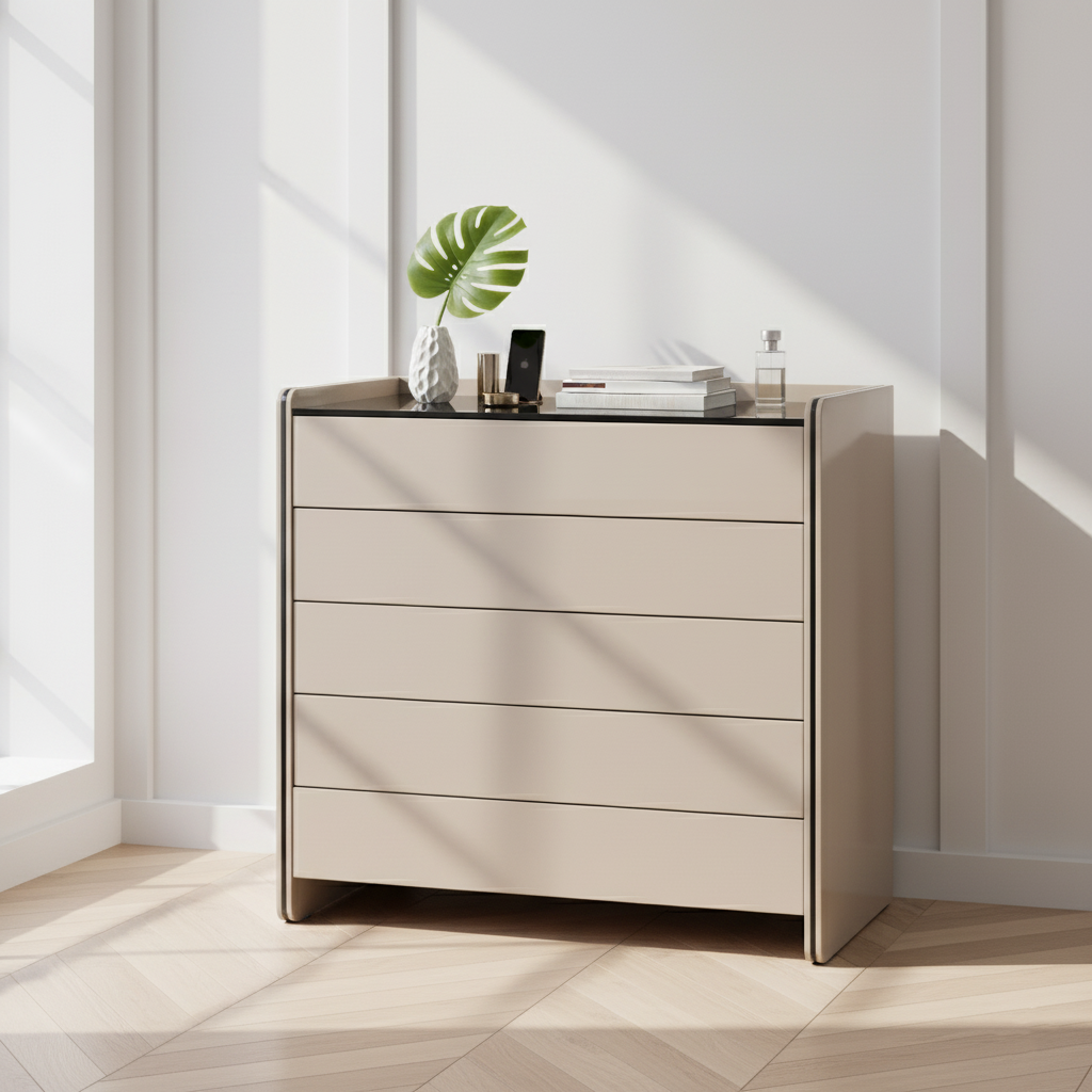 Modern Minimalist Storage Cabinet With Drawers - E1 Eco-friendly MDF Sideboard For Living Room & Bedroom