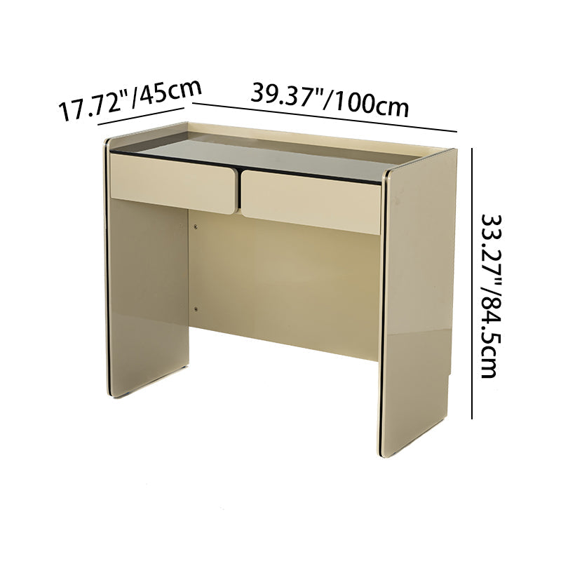 Modern Minimalist E1 MDF Rectangular Makeup Vanity With 2 Drawers & Raised Edge - Bedroom Storage Desk