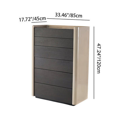 Modern Minimalist Rectangular Storage Cabinet With 6 Drawers - E1 MDF Chest Organizer For Living Room