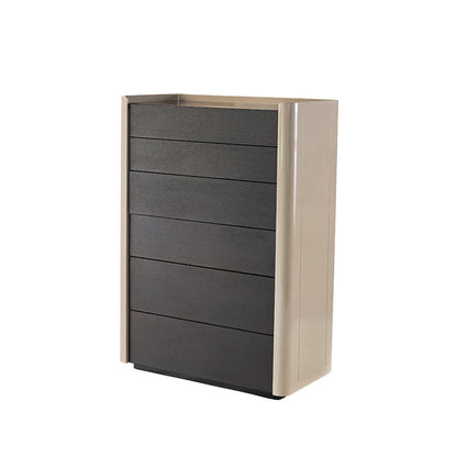 Modern Minimalist Rectangular Storage Cabinet With 6 Drawers - E1 MDF Chest Organizer For Living Room