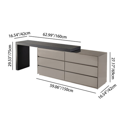 Modern Minimalist E1 MDF Makeup Vanity With 3/6-Drawer Storage Cabinet For Bedroom