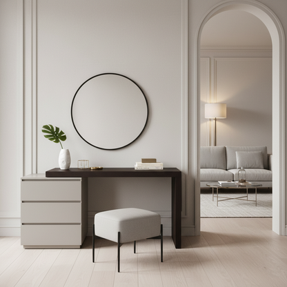 Modern Minimalist E1 MDF Makeup Vanity With 3/6-Drawer Storage Cabinet For Bedroom