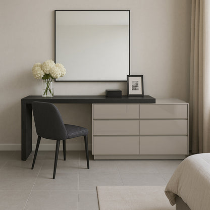 Modern Minimalist E1 MDF Makeup Vanity With 3/6-Drawer Storage Cabinet For Bedroom