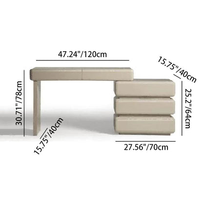 Modern Minimalist Khaki Makeup Vanity With 5/8-Drawer Chest - Solid Wood Plywood Dresser & Makeup Desk For Bedroom