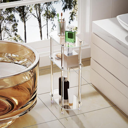 Modern Minimalist Acrylic Oval Rectangular Side Table With 2/3-Tier Storage For Living Room