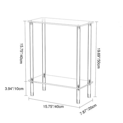 Modern Minimalist Acrylic Oval Rectangular Side Table With 2/3-Tier Storage For Living Room