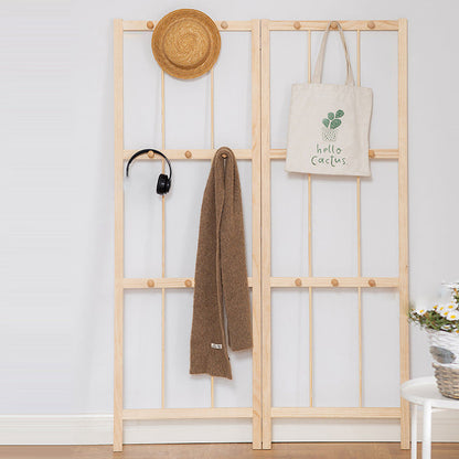 Modern Minimalist Pine Rectangular Floor Coat Rack - Hall Tree With 9/18 Hooks For Bedroom