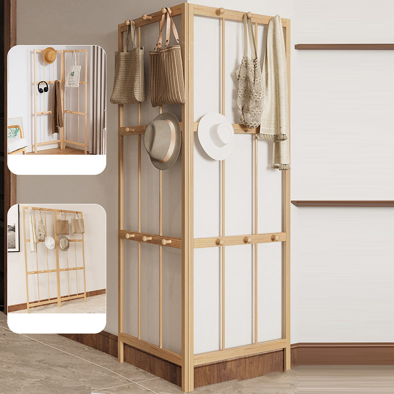 Modern Minimalist Pine Rectangular Floor Coat Rack - Hall Tree With 9/18 Hooks For Bedroom