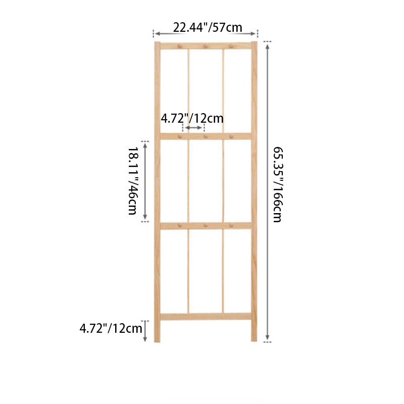 Modern Minimalist Pine Rectangular Floor Coat Rack - Hall Tree With 9/18 Hooks For Bedroom
