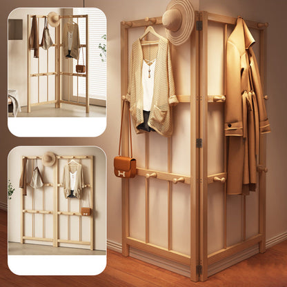 Modern Minimalist Pine Rectangular Floor Coat Rack - Hall Tree With 9/18 Hooks For Bedroom