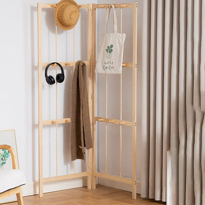 Modern Minimalist Pine Rectangular Floor Coat Rack - Hall Tree With 9/18 Hooks For Bedroom