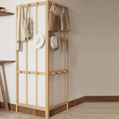 Modern Minimalist Pine Rectangular Floor Coat Rack - Hall Tree With 9/18 Hooks For Bedroom