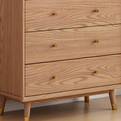 Contemporary Nordic Solid Wood & Plywood Rectangular Storage Cabinet 5/6 Drawers For Living Room