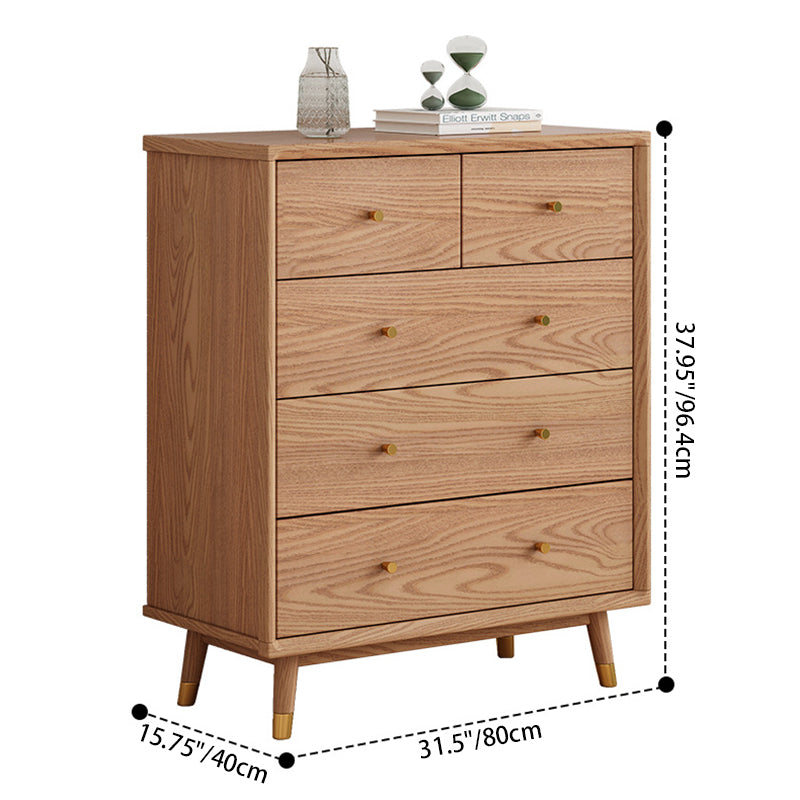 Contemporary Nordic Solid Wood & Plywood Rectangular Storage Cabinet 5/6 Drawers For Living Room