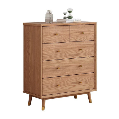 Contemporary Nordic Solid Wood & Plywood Rectangular Storage Cabinet 5/6 Drawers For Living Room