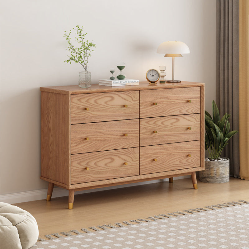 Contemporary Nordic Solid Wood & Plywood Rectangular Storage Cabinet 5/6 Drawers For Living Room