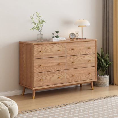 Contemporary Nordic Solid Wood & Plywood Rectangular Storage Cabinet 5/6 Drawers For Living Room