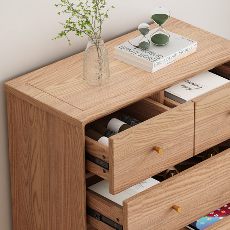Contemporary Nordic Solid Wood & Plywood Rectangular Storage Cabinet 5/6 Drawers For Living Room