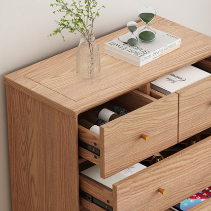 Contemporary Nordic Solid Wood & Plywood Rectangular Storage Cabinet 5/6 Drawers For Living Room