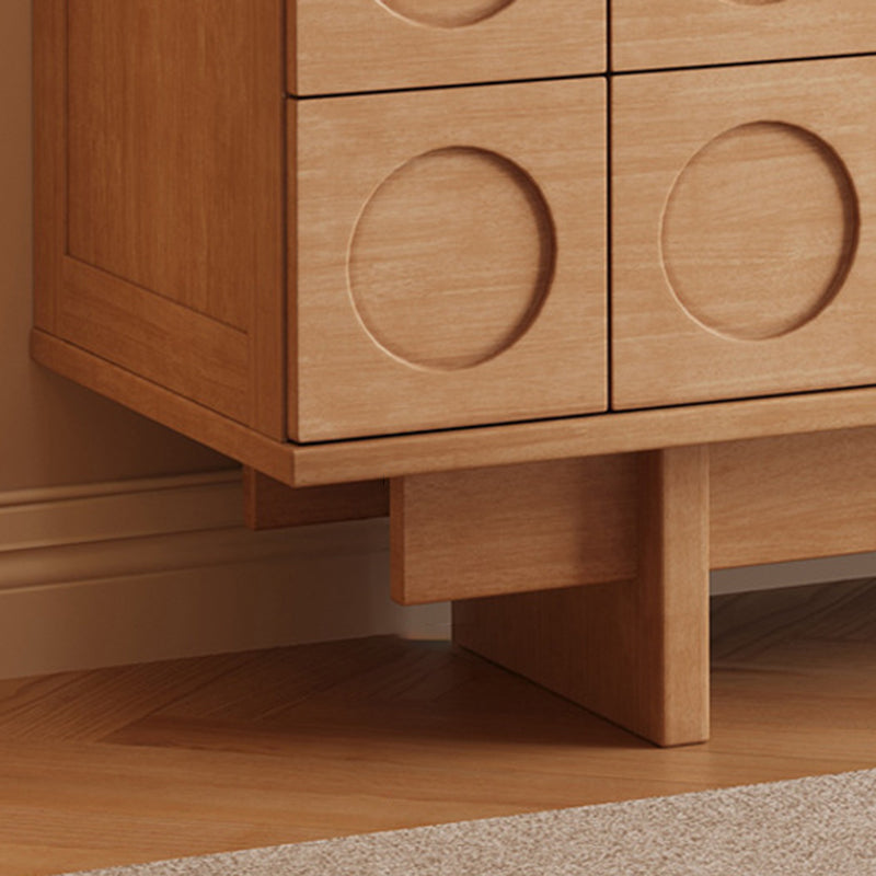 Modern Mid-Century Solid Wood & Plywood Geometric Drawer Fronts Storage Cabinet With 2 Cabinets 3 Drawers For Dining & Living Room
