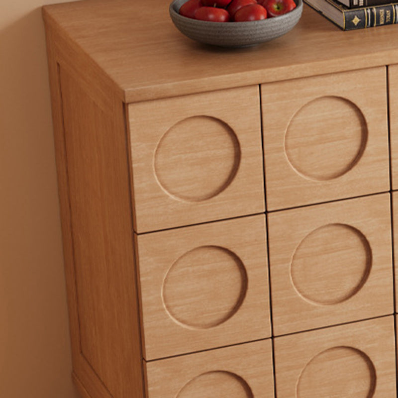 Modern Mid-Century Solid Wood & Plywood Geometric Drawer Fronts Storage Cabinet With 2 Cabinets 3 Drawers For Dining & Living Room