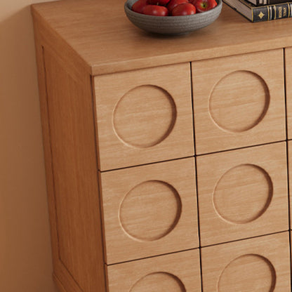 Modern Mid-Century Solid Wood & Plywood Geometric Drawer Fronts Storage Cabinet With 2 Cabinets 3 Drawers For Dining & Living Room