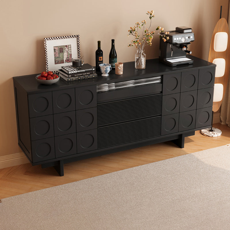 Modern Mid-Century Solid Wood & Plywood Geometric Drawer Fronts Storage Cabinet With 2 Cabinets 3 Drawers For Dining & Living Room