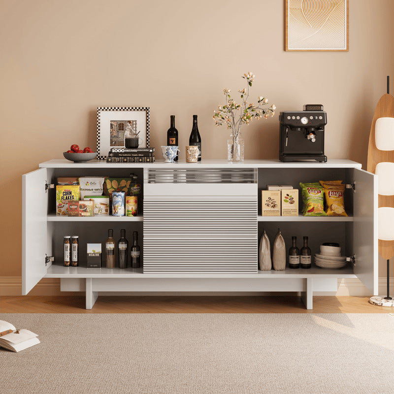 Modern Mid-Century Solid Wood & Plywood Geometric Drawer Fronts Storage Cabinet With 2 Cabinets 3 Drawers For Dining & Living Room