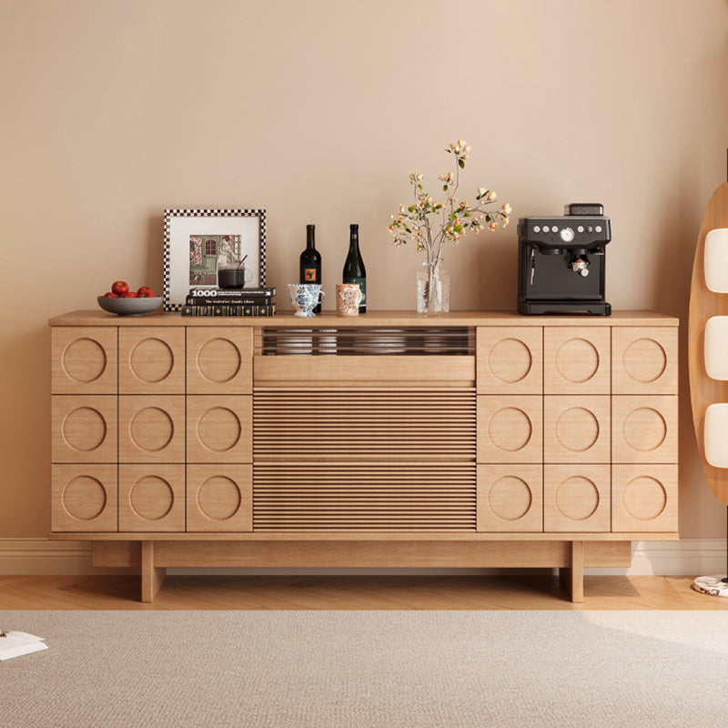 Modern Mid-Century Solid Wood & Plywood Geometric Drawer Fronts Storage Cabinet With 2 Cabinets 3 Drawers For Dining & Living Room
