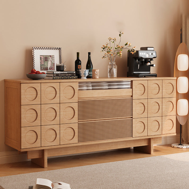 Modern Mid-Century Solid Wood & Plywood Geometric Drawer Fronts Storage Cabinet With 2 Cabinets 3 Drawers For Dining & Living Room