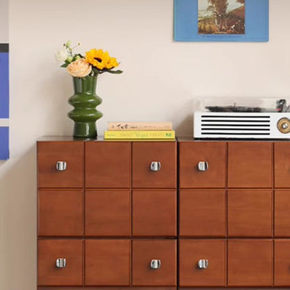 Contemporary Retro Solid Wood & Plywood Rectangular Storage Cabinet With 1 Drawer & 1 Cabinet For Living Room