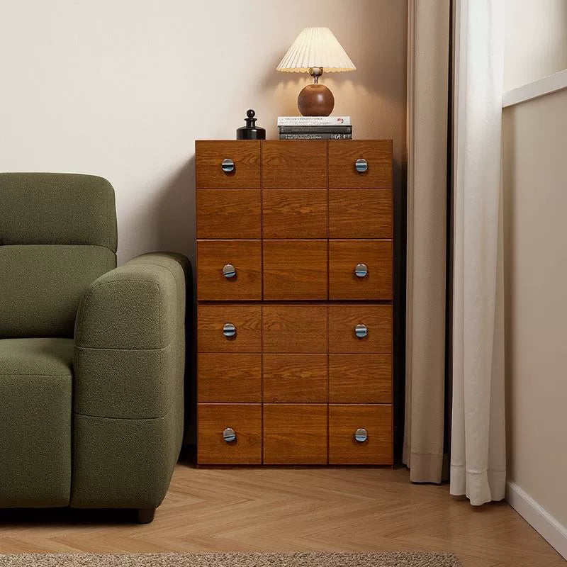 Contemporary Retro Solid Wood & Plywood Rectangular Storage Cabinet With 1 Drawer & 1 Cabinet For Living Room