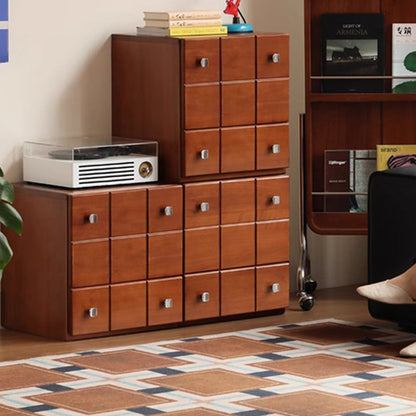 Contemporary Retro Solid Wood & Plywood Rectangular Storage Cabinet With 1 Drawer & 1 Cabinet For Living Room