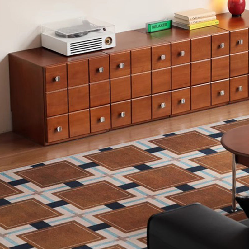 Contemporary Retro Solid Wood & Plywood Rectangular Storage Cabinet With 1 Drawer & 1 Cabinet For Living Room