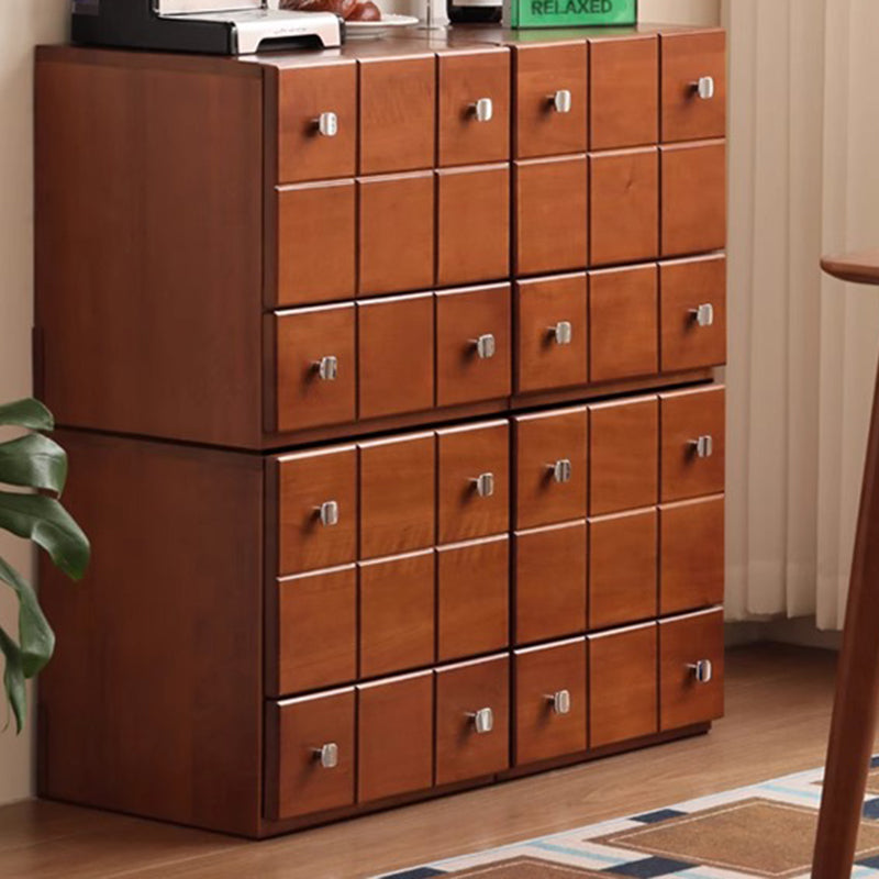 Contemporary Retro Solid Wood & Plywood Rectangular Storage Cabinet With 1 Drawer & 1 Cabinet For Living Room