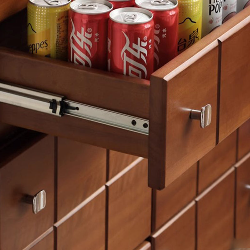 Contemporary Retro Solid Wood & Plywood Rectangular Storage Cabinet With 1 Drawer & 1 Cabinet For Living Room