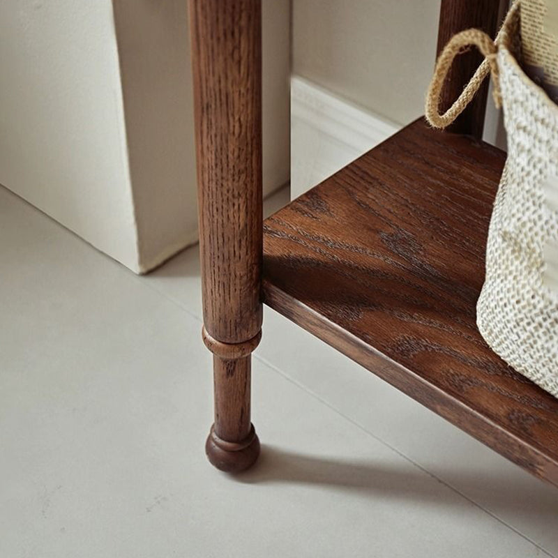 Traditional French Solid Ash Wood Rectangular Console Table With 2-Tier Storage For Entryway & Living Room