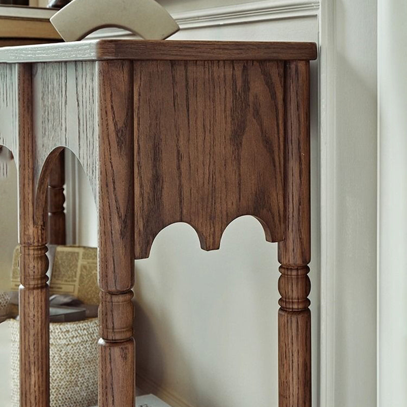 Traditional French Solid Ash Wood Rectangular Console Table With 2-Tier Storage For Entryway & Living Room