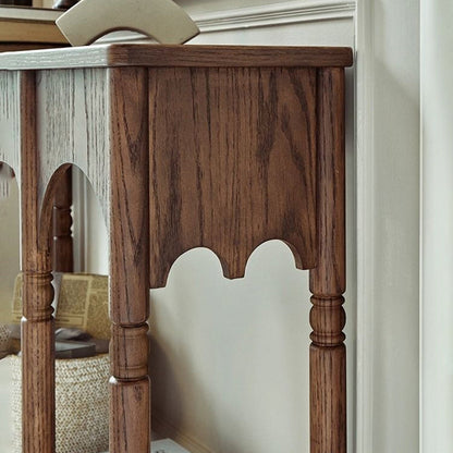 Traditional French Solid Ash Wood Rectangular Console Table With 2-Tier Storage For Entryway & Living Room
