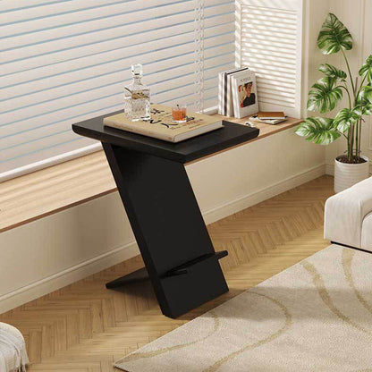 Modern Minimalist Solid Wood Rectangular Z-Shaped Side Table For Living Room