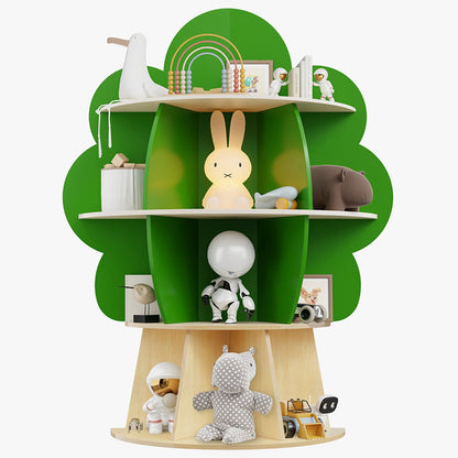 Contemporary Creative Solid Wood Plywood Tree-Shaped Kids Storage Shelf 4-Tier 10-Cubby For Bedroom & Living Room