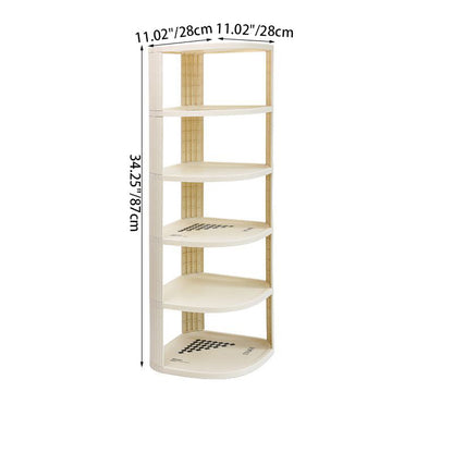 Modern Minimalist Plastic Rounded Square Corner Shelf Unit With 2-Tier For Entryway & Living Room & Bathroom