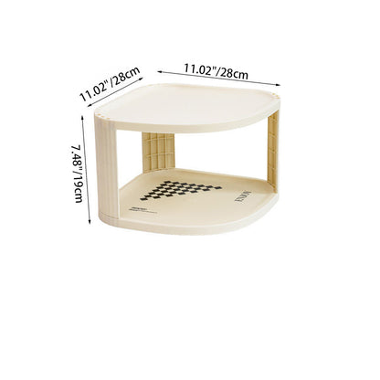 Modern Minimalist Plastic Rounded Square Corner Shelf Unit With 2-Tier For Entryway & Living Room & Bathroom