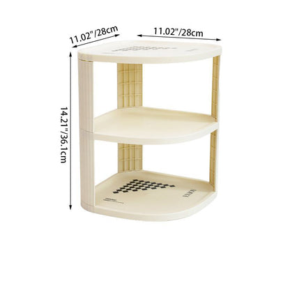 Modern Minimalist Plastic Rounded Square Corner Shelf Unit With 2-Tier For Entryway & Living Room & Bathroom