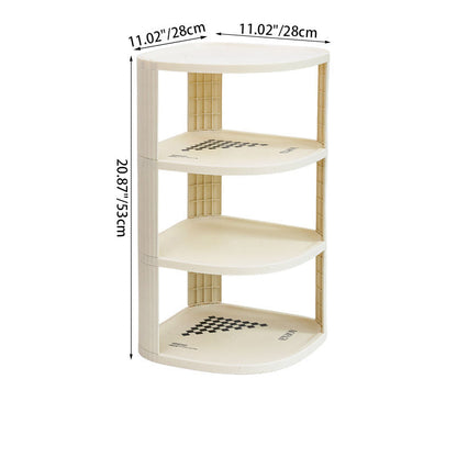Modern Minimalist Plastic Rounded Square Corner Shelf Unit With 2-Tier For Entryway & Living Room & Bathroom