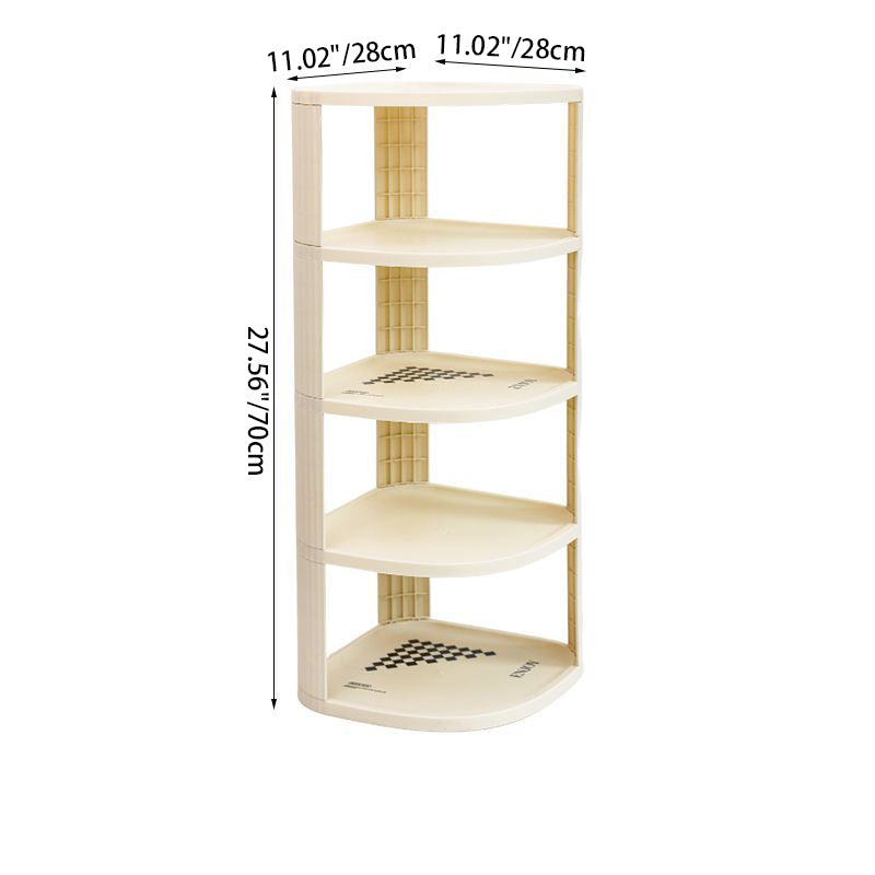 Modern Minimalist Plastic Rounded Square Corner Shelf Unit With 2-Tier For Entryway & Living Room & Bathroom