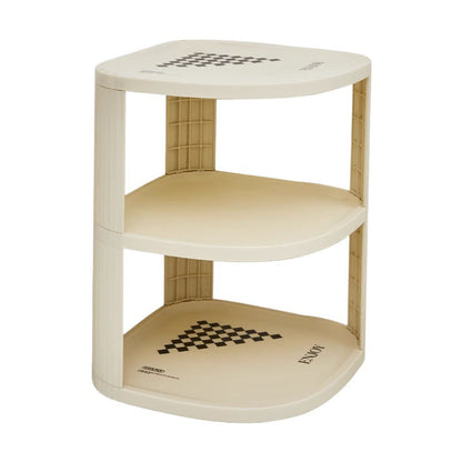 Modern Minimalist Plastic Rounded Square Corner Shelf Unit With 2-Tier For Entryway & Living Room & Bathroom