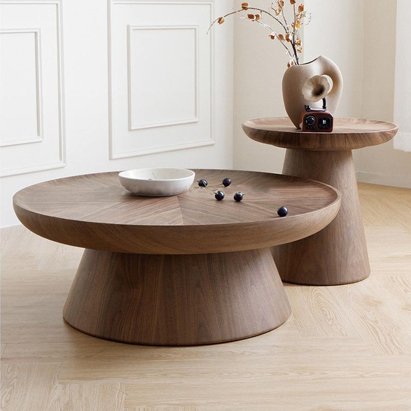 Modern Minimalist MDF Round Coffee Table Set With Raised Edges For Living Room